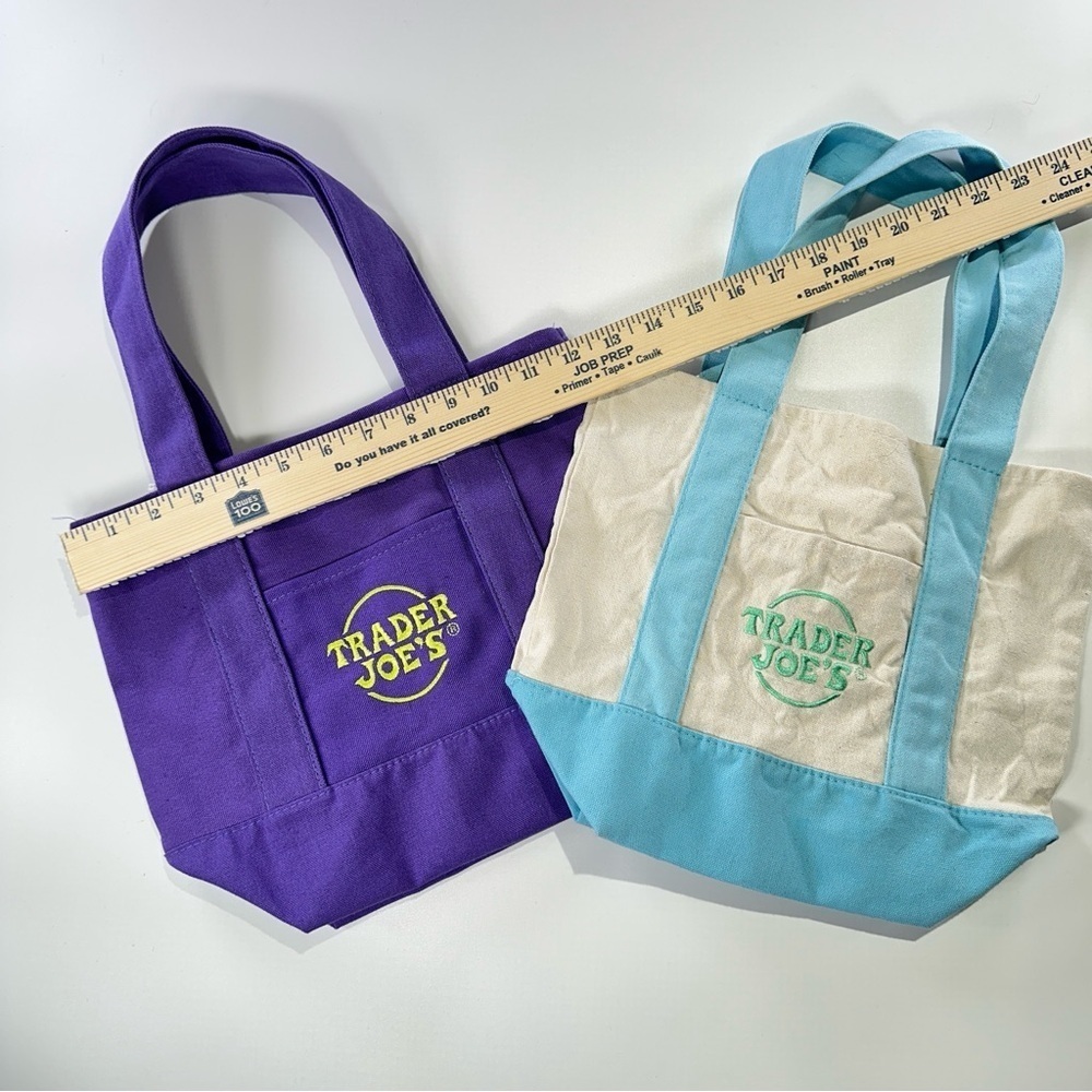Trader Joe’s mini tote set collectible canvas bags - Picture 10 of 12
